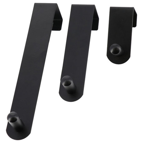 Over The Door Hooks - 3-Piece Door Hanger Set for Clothing and Accessories, Black