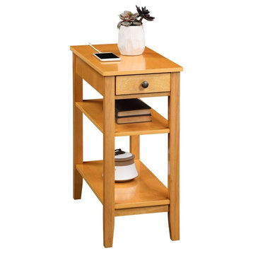 American Heritage One-Drawer End Table w/Charging Station in Caramel Wood Finish