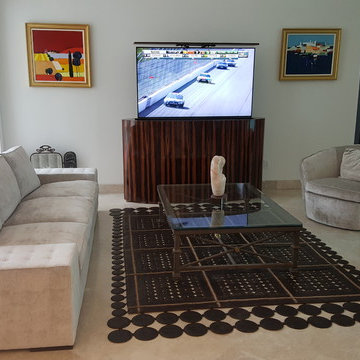 Beautiful modern TV lift furniture project
