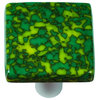 Art Glass Square Knob, Black Post, Granite, Sunflower Yellow & Jade Green