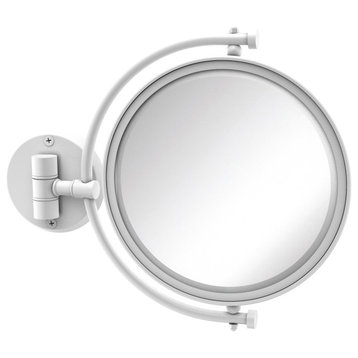 8" Wall-Mount Makeup Mirror, Matte White, 5x Magnification