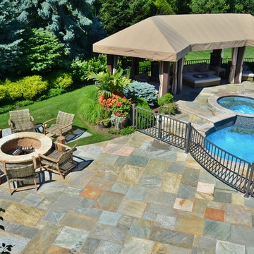 Kid Friendly Tropical Poolside Backyard