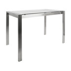 LumiSource Fuji Counter Table, Stainless Steel and Clear Glass