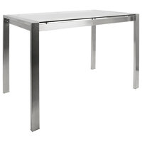 LumiSource Fuji Counter Table, Stainless Steel and Clear Glass
