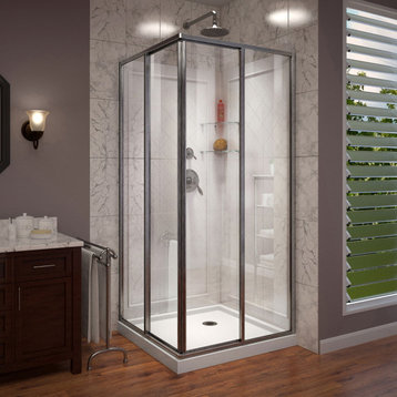 DreamLine Cornerview 36"x76 3/4"H Framed Sliding Shower Enclosure with White Kit