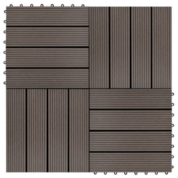 vidaXL Decking Tile Floor Tile for Outdoor Flooring Tile 11 Pcs Dark Brown
