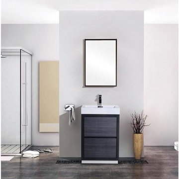 Lux 24" Gray Oak Free Standing Single Sink Modern Bathroom Vanity