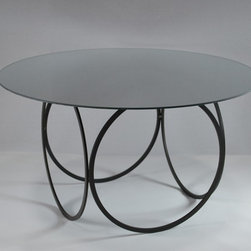 table basse design ronde miroir et métal - Table Basse