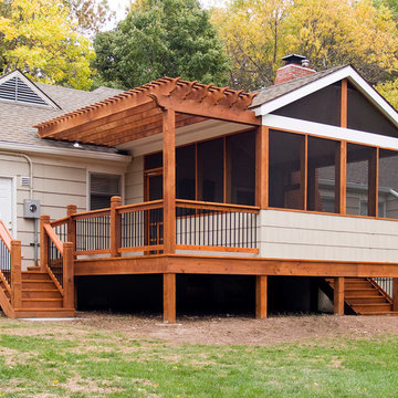 Lamping - Cedar deck in Kansas City with screened in porch.
