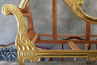 Water gilded and burnished sofa frame ( gilding with 23ct gold leaf)
