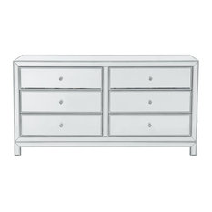 Dresser 6 Drawers 60In. W X 18In. D X 32In. H In Antique Silver Paint