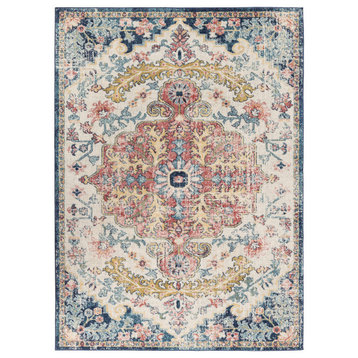 Corrimal Updated Farmhouse Moroccan 5'3" Round Area Rug