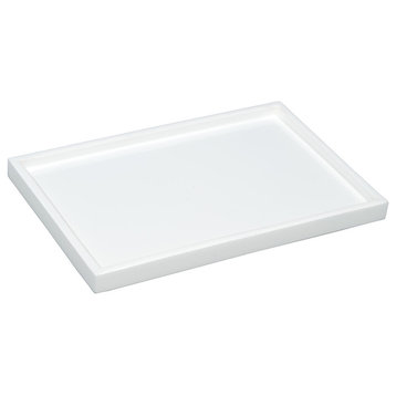 White Lacquer Bathroom Accessories, Vanity Tray