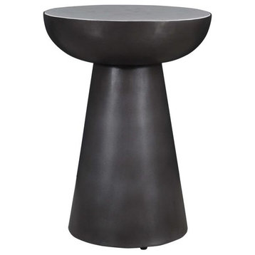 Circularity Modern Luxury Marble and Iron 15 Round Pedestal Chairside End...