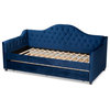 Baxton Studio Perry Contemporary Tufted Velvet Twin Daybed with Trundle in Blue