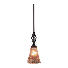 Elegante Mini Pendant In Dark Granite, 5.5" Amber Crystal Glass