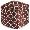 Deschutes Red 18" x 18" x 18" Red and Ivory Pouf