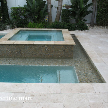 Ivory Travertine Pool Deck Pavers and Tiles