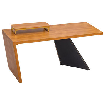 TATEUS  Modern Spacious Teak Desk Rustic Industrial Wooden Writing Desk