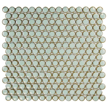 Hudson Penny Round Light Green Porcelain Floor and Wall Tile