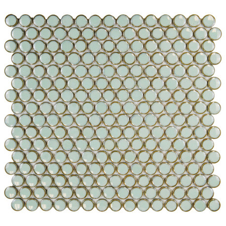 Hudson Penny Porcelain Mosaic Tile, Light Green