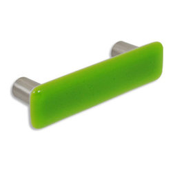CKP - Art Glass Pull, Spring Green, Dull Brushed Nickel Base - Cabinet And Drawer Handle Pulls