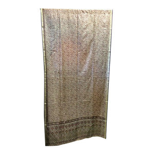 Mogulinterior - Indian Panels Print Sari Drapes, Plum Beige - Curtains