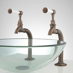 ROMANOVA BATHROOM BASIN TAPS WITH PORCELAIN LEVER HANDLES & POP-UP DRAIN - Bathroom Sink Faucets