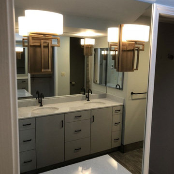 Master Bathroom. Zero Entry Shower, Vanity & Make-Up Cabinet and Dual Sinks