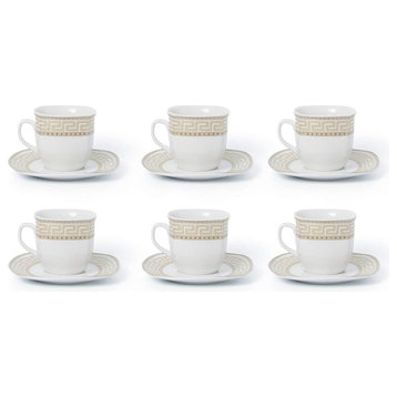 Royalty Porcelain 12-pc Tea or Coffee Cup Set for 6, Gold, Bone China (5530-12G)