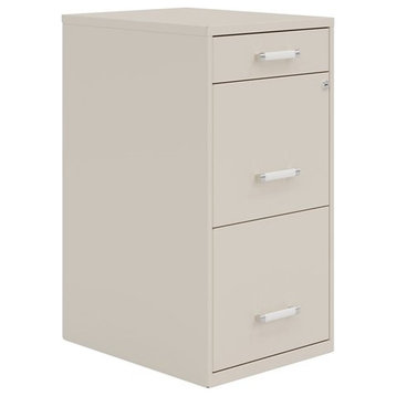 Space Solutions 18" 3 Drawer Metal File Cabinet with Pencil Drawer in Off White