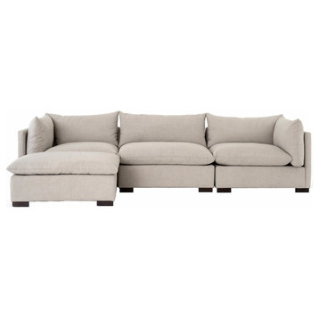 Westworld Modern Beige 4-Piece Modular Lounge Sectional Sofa