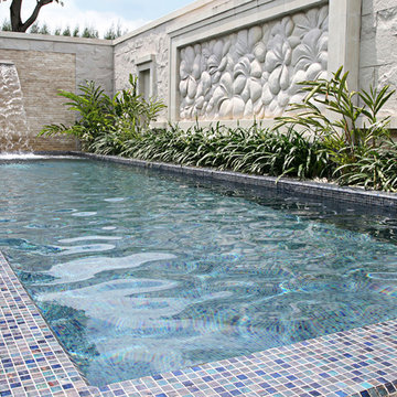 Modern pool with custom glass mosaic mix
