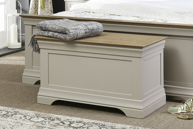 French Country Grey Painted Oak Blanket Box