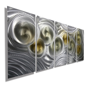 Metallic Vision Deuxième - Silver & Gold Unique Modern Metal Wall Art
