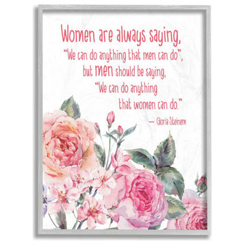Stupell Industries Woman Can Do Anything Flower Inspirational Word, 11 x 14