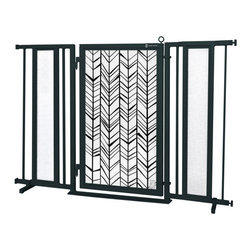 Fusion Gates - Fusion Gate with Chevron Trail Design, Black, 52"-60" - Dog Gates