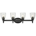 Golden Lighting - Parrish 4-Light Bath Vanity Black With Seeded Glass - Golden Lighting's Parrish 4 Light Bath Vanity is a traditional style with modern updates
