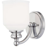 Savoy House - Melrose 1 Light Sconce, Polished Chrome - Style meets value. The Melrose wall sconce boasts chic modern lines, a white glass shade and a polished chrome finish.