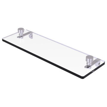 Foxtrot 16" Glass Vanity Shelf with Beveled Edges, Satin Chrome
