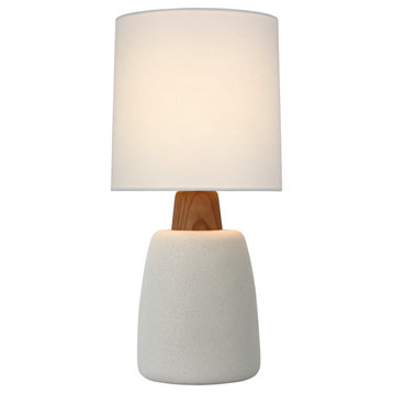 Aida Medium Table Lamp in Porous White and Natural Oak with Linen Shade