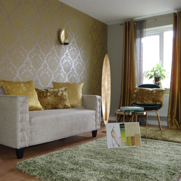 Living Room Design, Golden Sanctuary