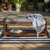 48" Patio Wood Bench with Cushion, Dark Brown/Gray