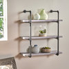 GDF Studio Caden Industrial Three Tier Faux Wood Wall-Mounted Shelf, Light Gray/