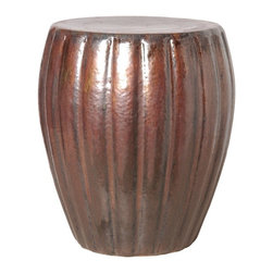 Metallic Brown Ridge Garden Stool - Accent And Garden Stools