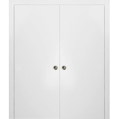 Bypass Closet Doors 72 x 80 inches with Hardware, Planum 0010 Chocolate  Ash, Wheels Pulls Rails