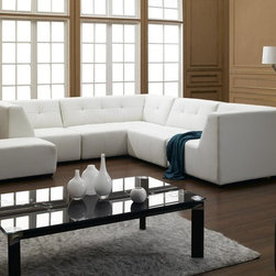 2827 MODERN WHITE BONDED LEATHER SECTIONAL SOFA - Sectional Sofas