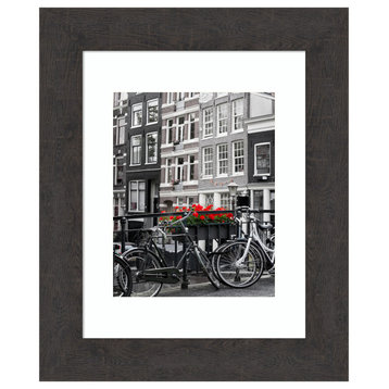 Amanti Art Rustic Plank Espresso Nrrw Photo Frame Opening 11x14 Matted To 8x10