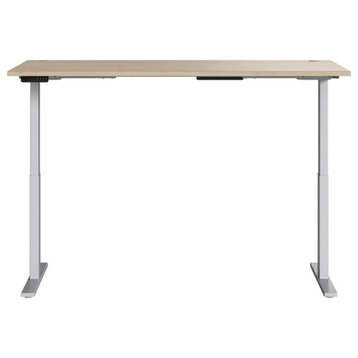 Bowery Hill 48W Adjustable Standing Desk in Natural Elm - Engineered Wood