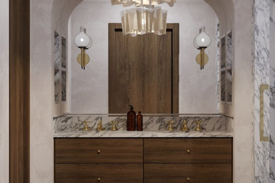 Inspiration for a contemporary powder room remodel in Boston